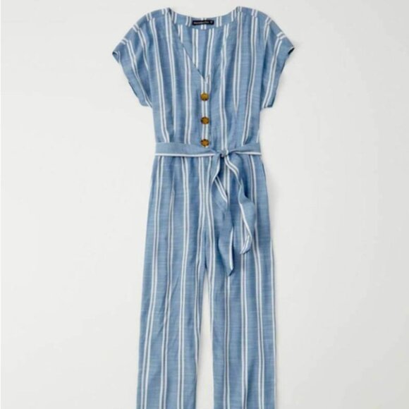 Abercrombie & Fitch Pants - Striped Abercrombie and Fitch Jumpsuit A&F ANF Blue Striped Jumpsuit Medium
